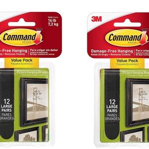 2-Command Large Picture-Hanging Strips, Black, 12 Pack